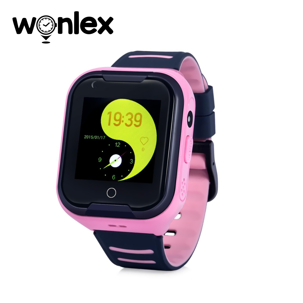 Ceas Smartwatch Pentru Copii Wonlex KT11 cu Functie Telefon, Apel video, Localizare GPS, Camera, Pedometru, Lanterna, SOS, IP54, 4G – Roz, Cartela SIM Cadou imagine