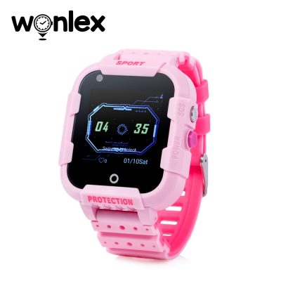 Ceas Smartwatch Pentru Copii Wonlex KT12 cu Functie Telefon, Apel video, Localizare GPS, Camera, Pedometru, SOS, IP54, 4G – Roz, Cartela SIM Cadou