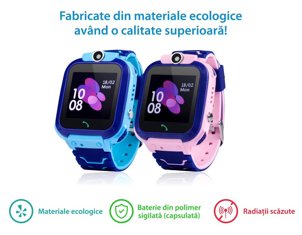 Ceas Smartwatch Pentru Copii Wonlex GW600S cu Functie Telefon, Localizare GPS, Monitorizare somn, Camera, Pedometru, SOS, IP54 – Roz, Cartela SIM Cadou