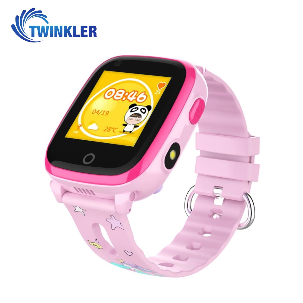 Ceas Smartwatch Pentru Copii Twinkler TKY-DF33 cu Functie Telefon, Apel video, Localizare GPS, Camera, Lanterna, SOS, Android, 4G, IP54, Joc Matematic – Roz, Cartela SIM Cadou imagine noua