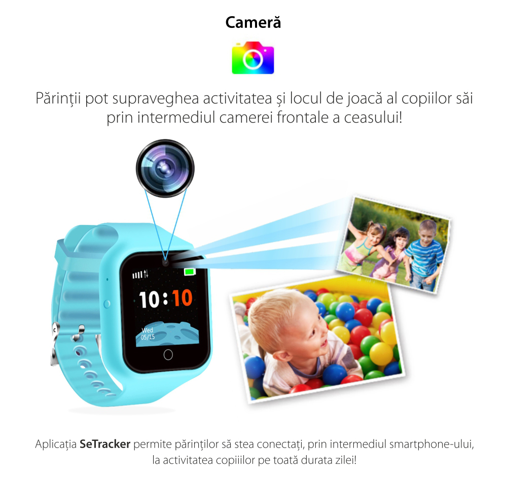 Ceas Smartwatch Pentru Copii Twinkler TKY-M5S cu Functie Telefon, Localizare GPS, Camera, SOS, Istoric traseu, Galben, Cartela SIM Cadou