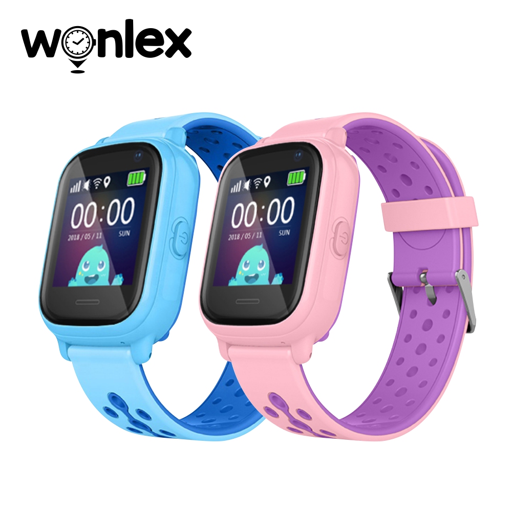 Pachet Promotional 2 Smartwatch-uri Pentru Copii Wonlex KT04 cu Functie Telefon, GPS, Camera, IP54, Roz + Albastru, Cartela SIM Cadou Wonlex imagine noua idaho.ro