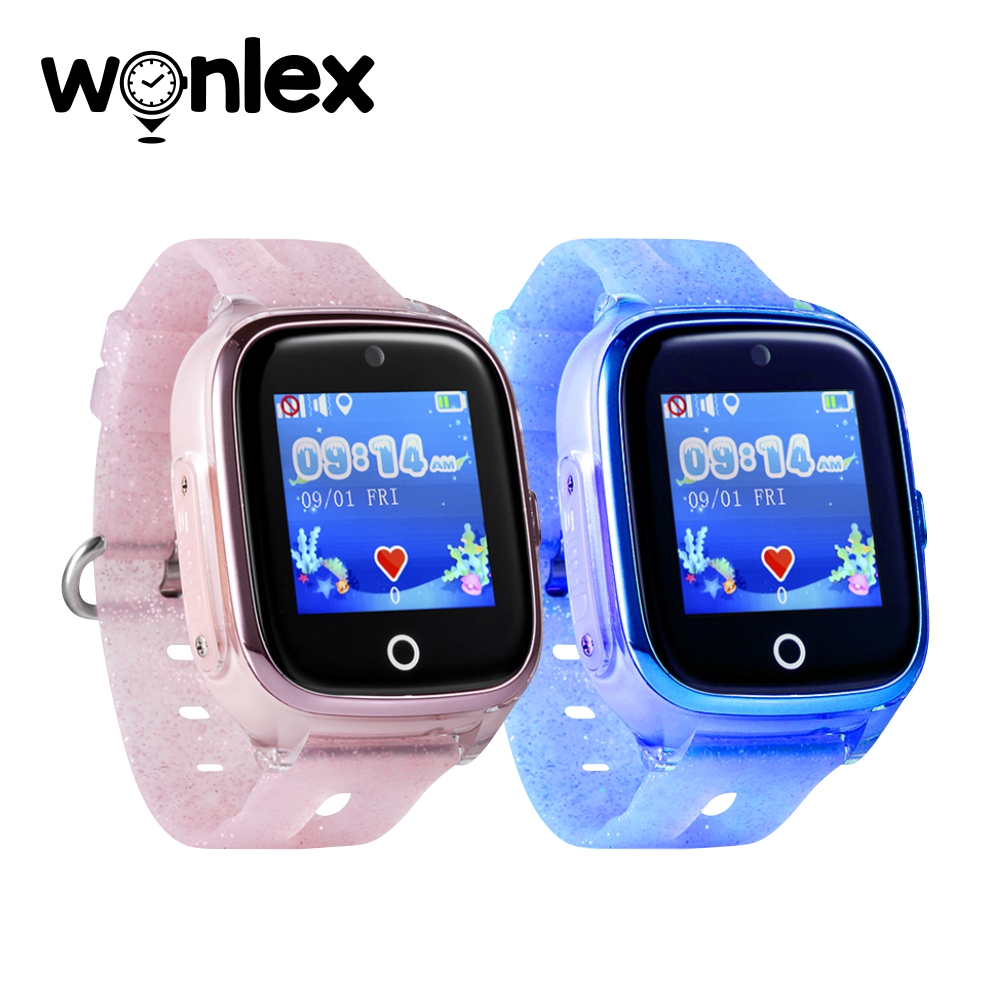 Pachet Promotional 2 Smartwatch-uri Pentru Copii Wonlex KT01 Wi-Fi, Model 2024 cu Functie Telefon, Localizare GPS, Camera, Pedometru, SOS, IP54, Roz + Albastru, Cartela SIM Cadou