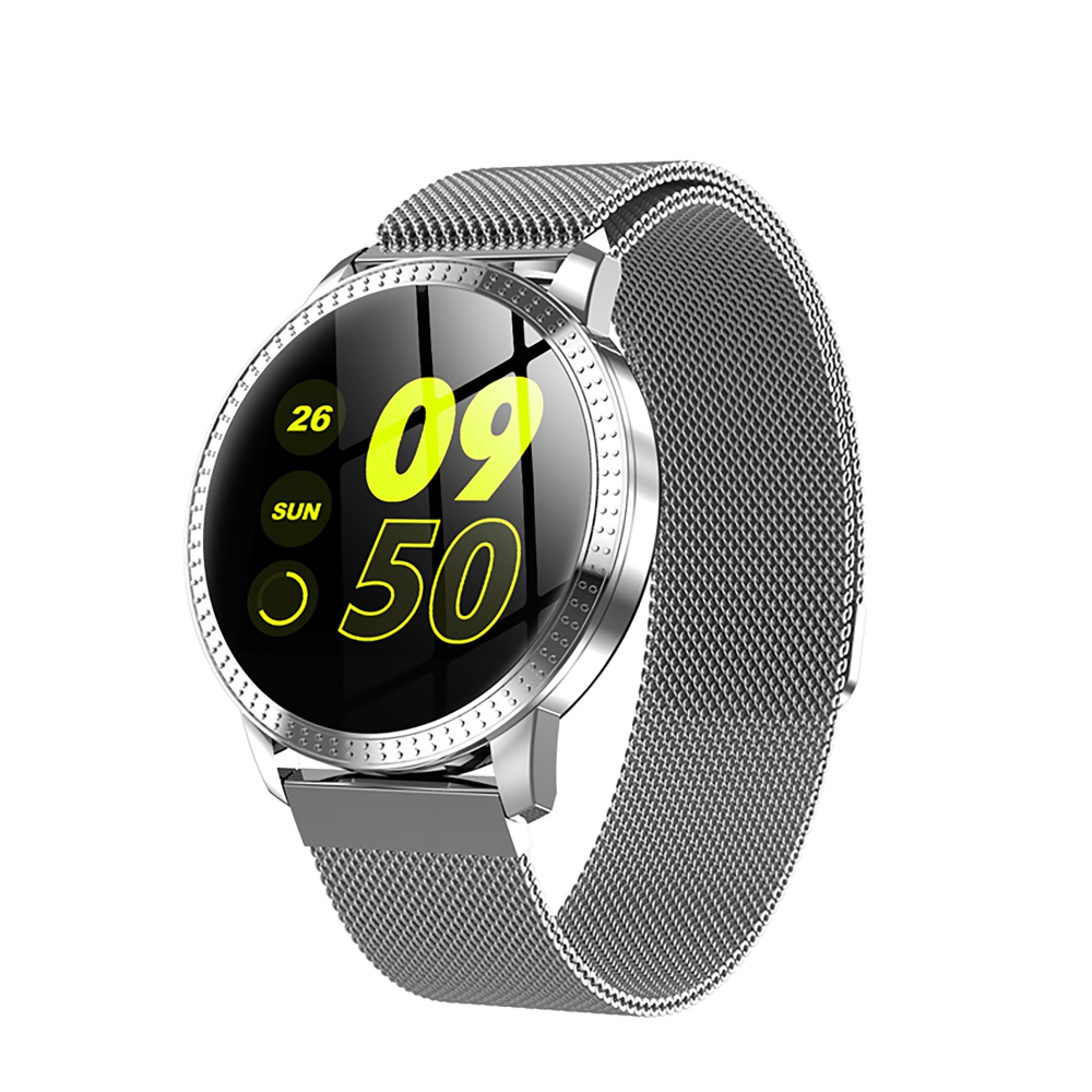 Ceas Smartwatch TKY-CF18 cu Functie de monitorizare ritm cardiac, Tensiune arteriala, Notificari Apel/ SMS, Pedometru, Functie respingere apel, Argintiu