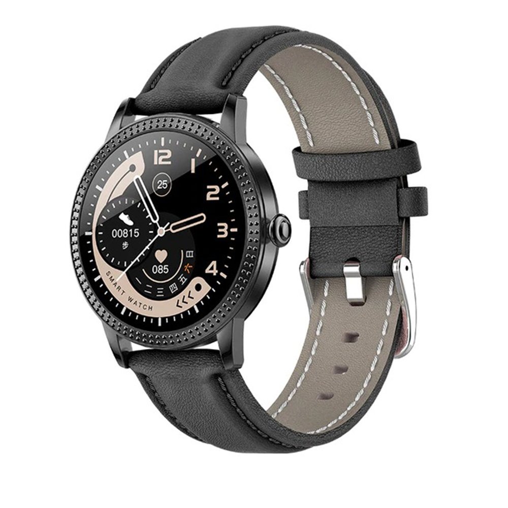 Ceas Smartwatch TKY-CF18 cu Functie de monitorizare ritm cardiac, Tensiune arteriala, Notificari Apel/ SMS, Pedometru, Functie respingere apel, Negru adulti imagine noua tecomm.ro