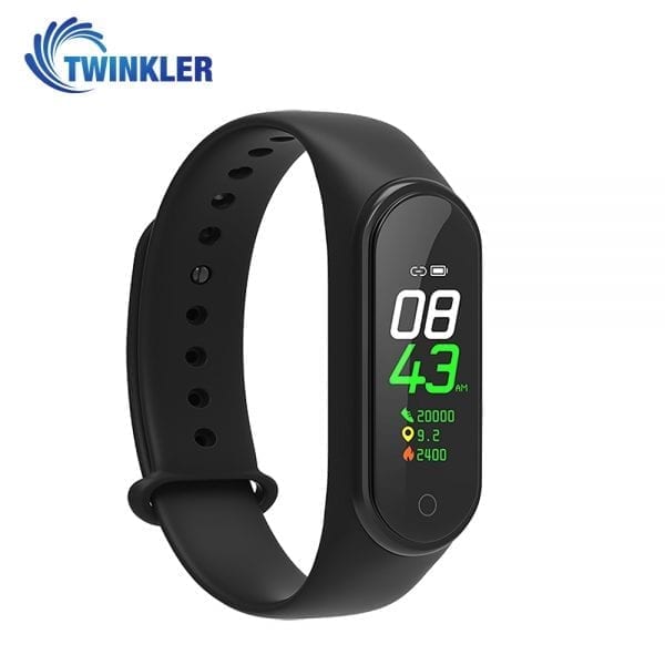 Bratara fitness inteligenta TKY-M4 Plus cu masurarea tensiunii arteriale, Ritm cardiac, Nivel oxigen, Notificari, Pedometru, Bluetooth, Incarcare magnetica, Neagra