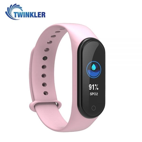 Bratara fitness inteligenta TKY-M4 Plus cu masurarea tensiunii arteriale, Ritm cardiac, Nivel oxigen, Notificari, Pedometru, Bluetooth, Incarcare magnetica, Roz