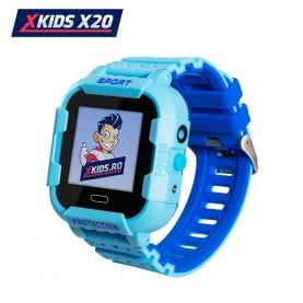 Ceas Smartwatch Pentru Copii Xkids X20 cu Functie Telefon, Localizare GPS, Apel monitorizare, Camera, Pedometru, SOS, IP54, Incarcare magnetica, Albastru, Cartela SIM Cadou, Meniu engleza