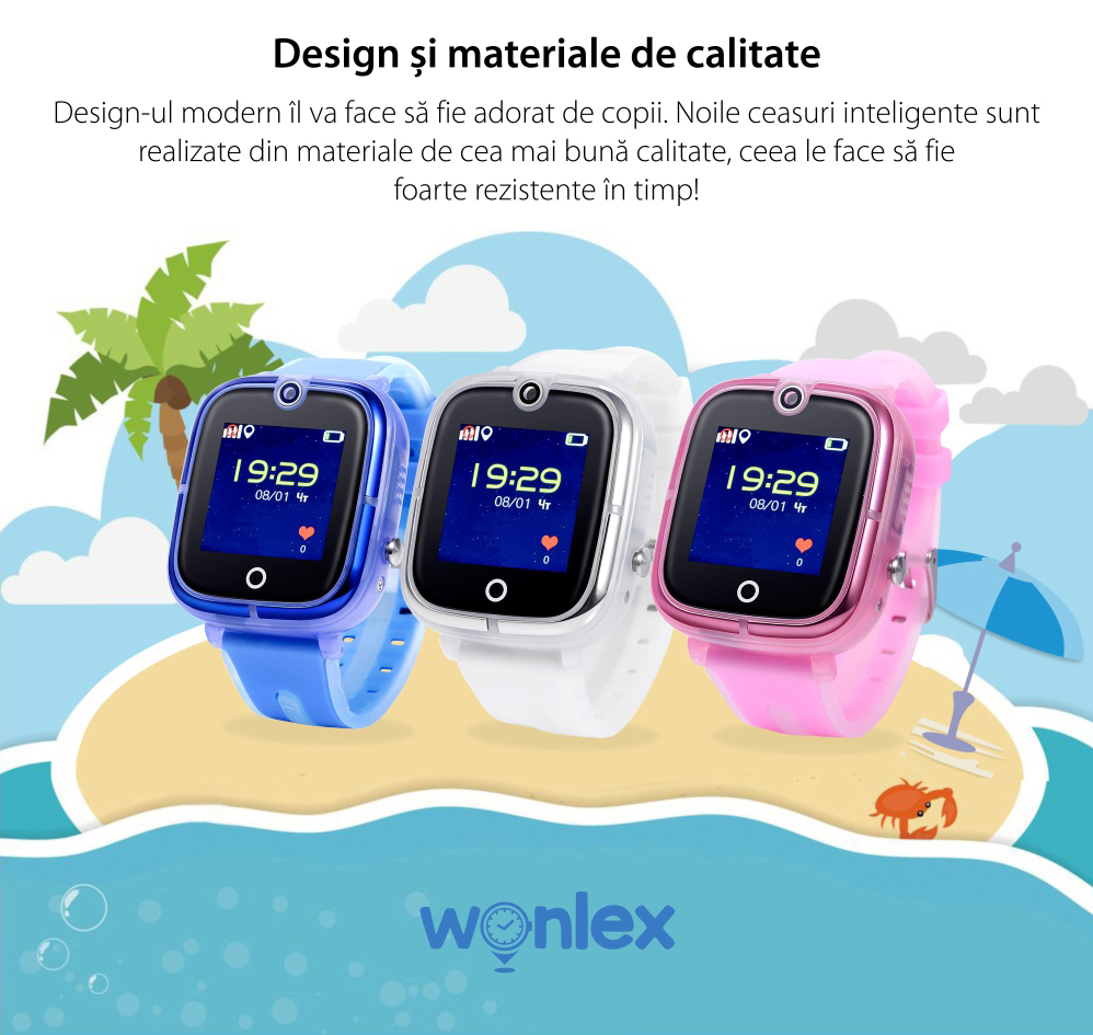 Ceas Smartwatch Pentru Copii Wonlex KT07 cu Functie Telefon, Localizare GPS, Camera, Apel Monitorizare, Pedometru, SOS – Albastru, Cartela SIM Cadou