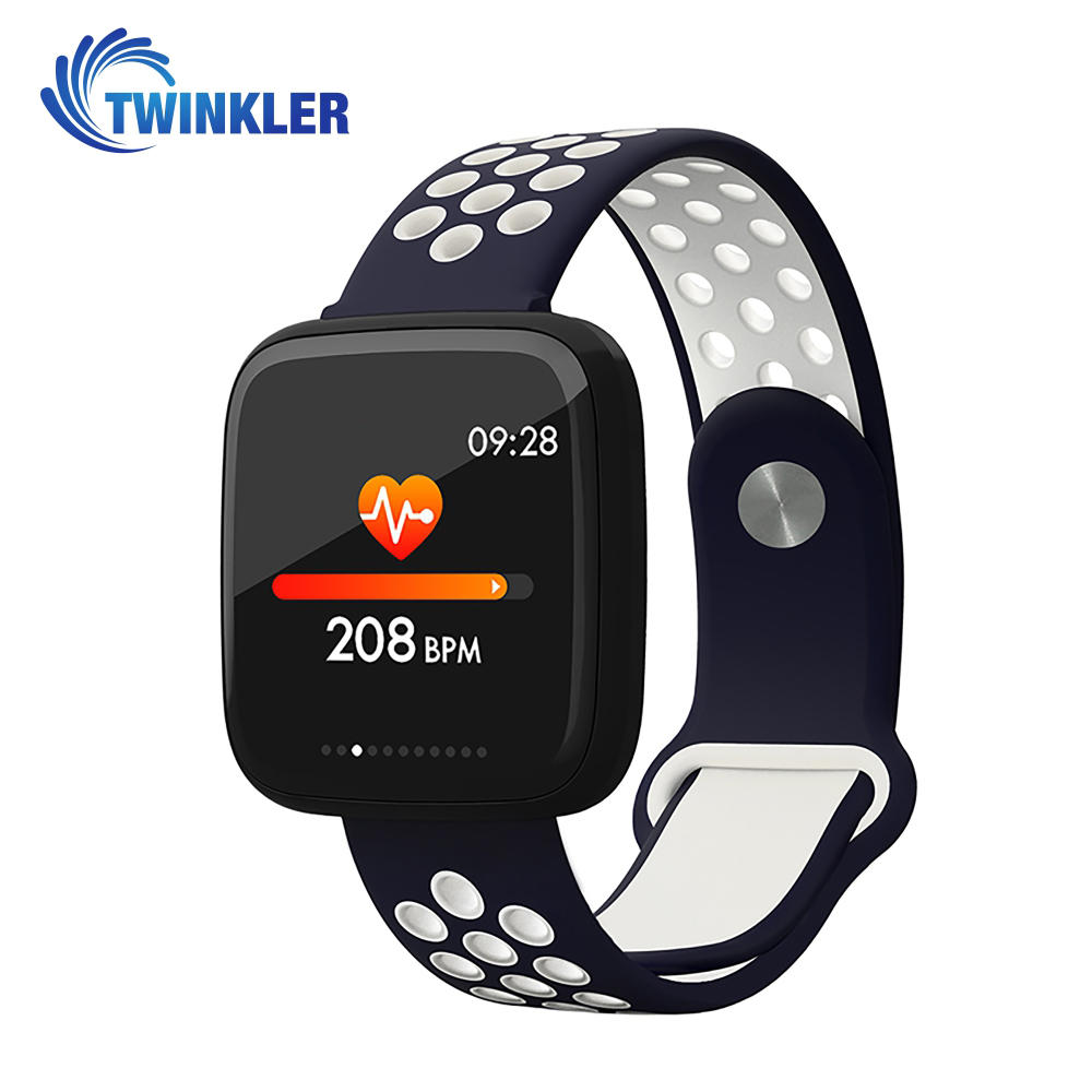 Bratara fitness inteligenta TKY-F15 cu functie de monitorizare ritm cardiac, Tensiune arteriala, Nivel oxigen, Monitorizare somn, Notificari Apel/ SMS, Incarcare magnetica, Albastru-Alb Twinkler imagine 2022 crono24.ro