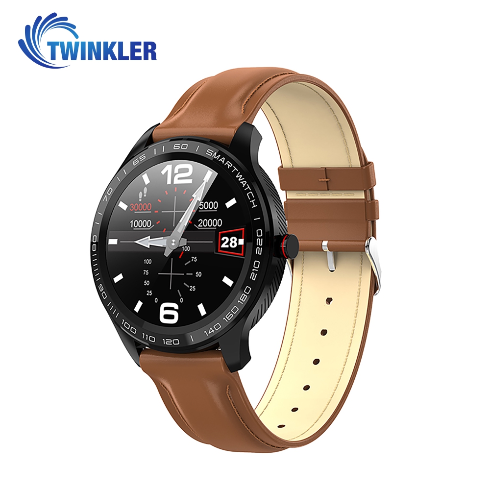 Ceas Smartwatch Twinkler TKY-M9 (L9) cu functie de monitorizare ritm cardiac, Tensiune arteriala, EKG, Nivel oxigen, Notificari Apel/ SMS, Incarcare magnetica, Maro