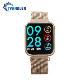 Ceas Smartwatch TKY-P80 cu functie de monitorizare ritm cardiac, Tensiune arteriala, Nivel oxigen, Monitorizare somn, Notificari Apel/ SMS, Bluetooth, Incarcare magnetica, Auriu