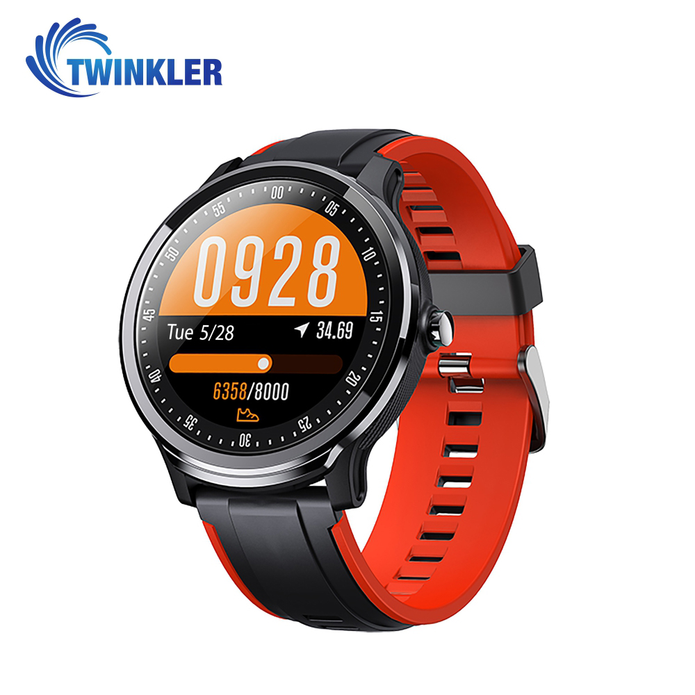 Ceas Smartwatch TKY-QS80 cu functie de monitorizare ritm cardiac, Tensiune arteriala, Nivel oxigen, Pedometru, Distanta parcursa, Calorii arse, Notificari Apel/ SMS, Negru-Portocaliu