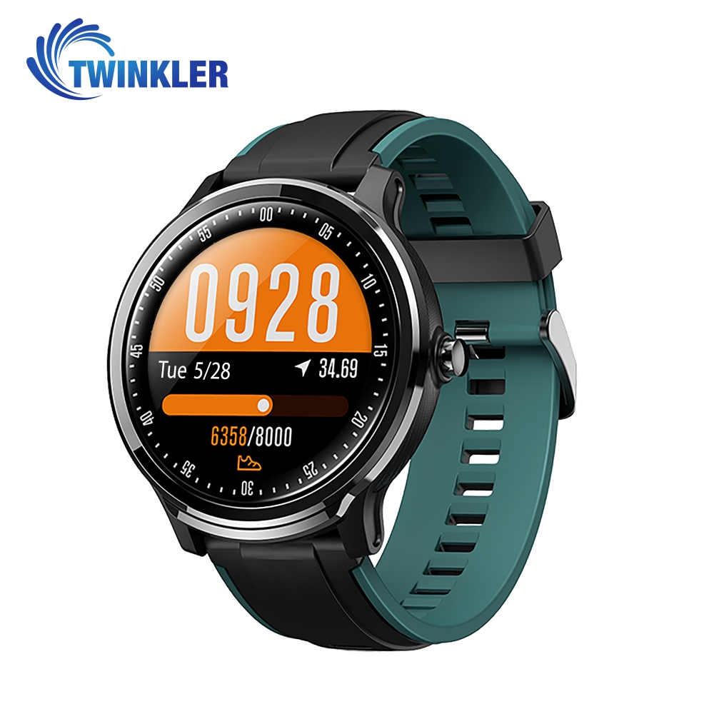 Ceas Smartwatch TKY-QS80 cu functie de monitorizare ritm cardiac, Tensiune arteriala, Nivel oxigen, Pedometru, Distanta parcursa, Calorii arse, Notificari Apel/ SMS, Negru-Verde