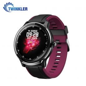 Ceas Smartwatch TKY-QS80 cu functie de monitorizare ritm cardiac, Tensiune arteriala, Nivel oxigen, Pedometru, Distanta parcursa, Calorii arse, Notificari Apel/ SMS, Negru-Violet