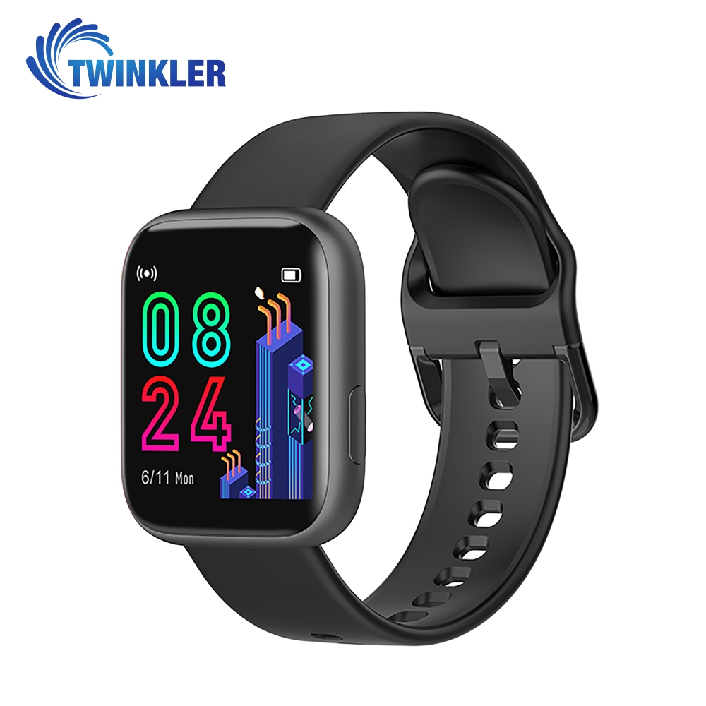 Ceas Smartwatch Twinkler TKY-P4 Silicon cu functie de monitorizare ritm cardiac, Tensiune arteriala, Nivel oxigen, Distanta parcursa, Afisare mesaje, Prognoza meteo, Negru imagine