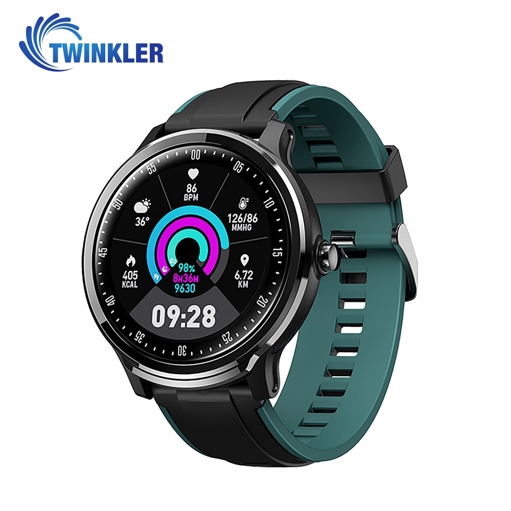 Ceas Smartwatch TKY-QS80 cu functie de monitorizare ritm cardiac, Tensiune arteriala, Nivel oxigen, Pedometru, Distanta parcursa, Calorii arse, Notificari Apel/ SMS, Negru-Verde