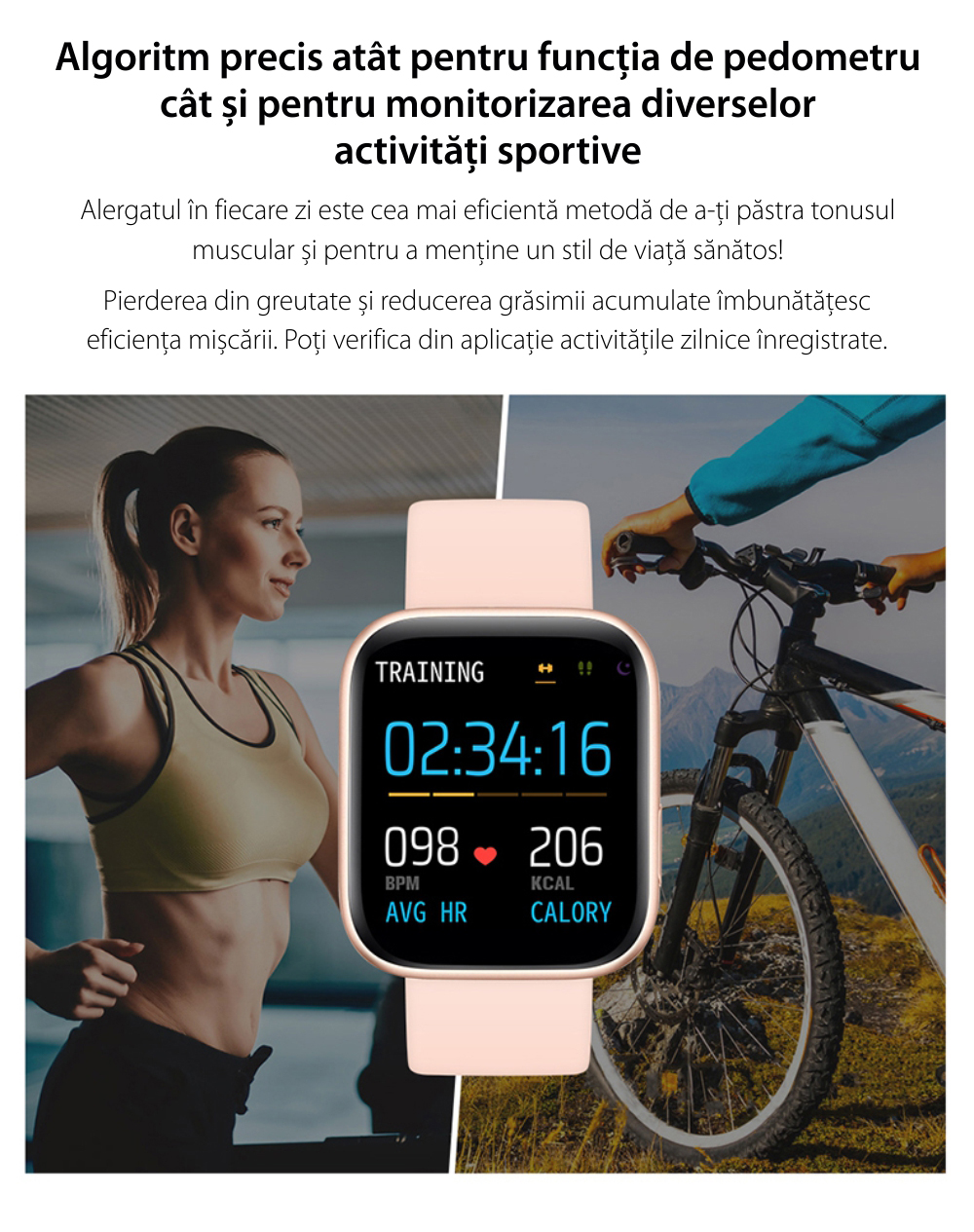 Ceas Smartwatch Twinkler TKY-P4 Metal cu functie de monitorizare ritm cardiac, Tensiune arteriala, Nivel oxigen, Distanta parcursa, Afisare mesaje, Prognoza meteo, Roz