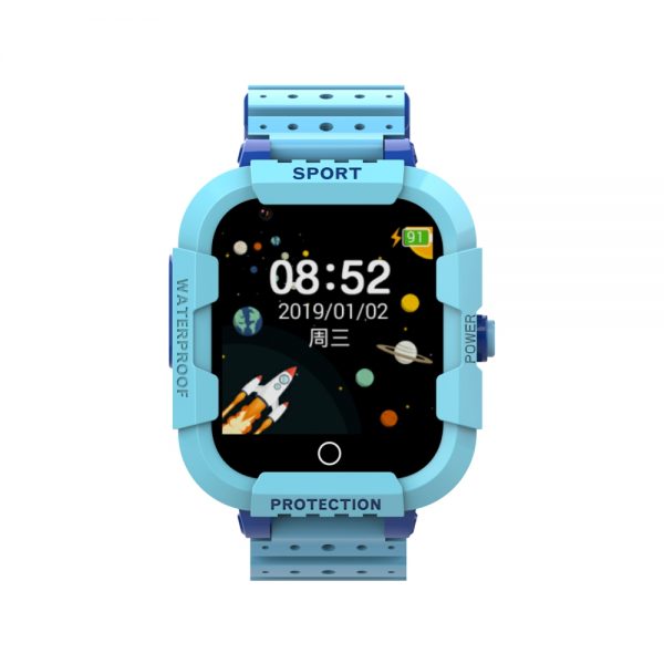 Ceas Smartwatch Pentru Copii Twinkler TKY-DF27 cu Functie Telefon, Apel video, Localizare GPS, Istoric traseu, Camera, SOS, Android, 4G, IP54, Joc Matematic, Albastru, Cartela SIM Cadou