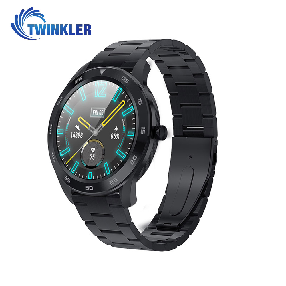 Ceas Smartwatch Twinkler TKY-SW10 cu functie de monitorizare ritm cardiac, Tensiune arteriala, EKG, Istoric apeluri, Agenda, Apelare prin Bluetooth, Metal, Negru Twinkler imagine 2022 crono24.ro