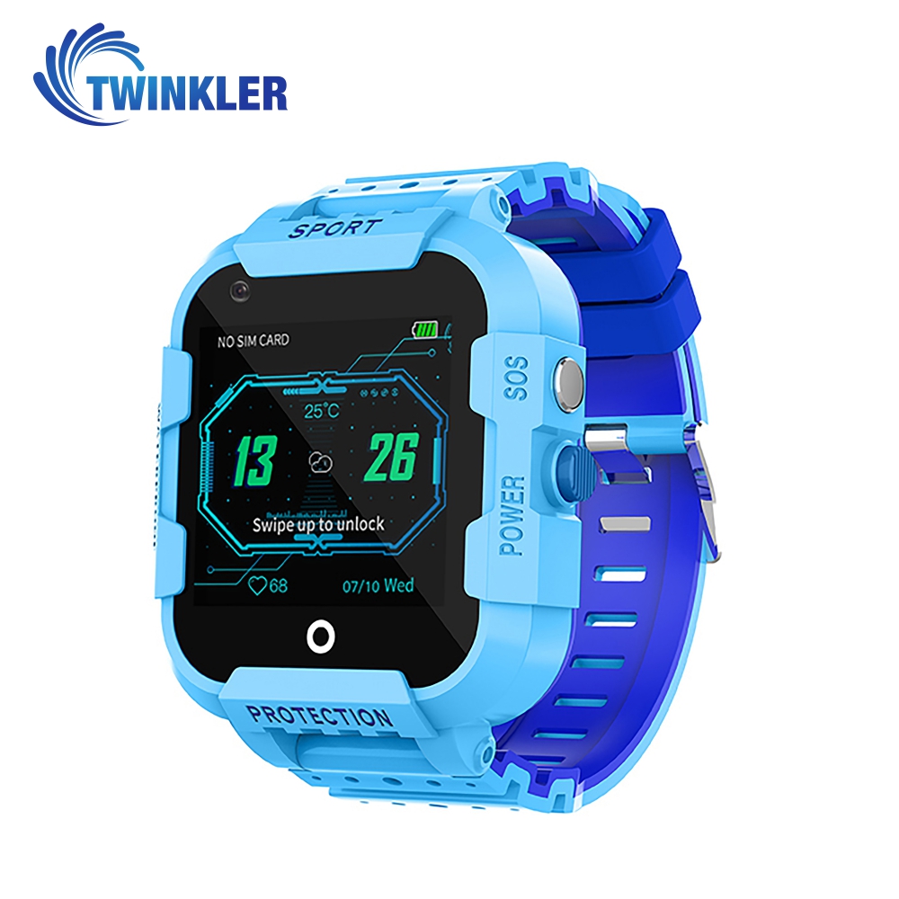 Ceas Smartwatch Pentru Copii Twinkler TKY-DF27 cu Functie Telefon, Apel video, Localizare GPS, Istoric traseu, Camera, SOS, Android, 4G, IP54, Joc Matematic, Albastru, Cartela SIM Cadou