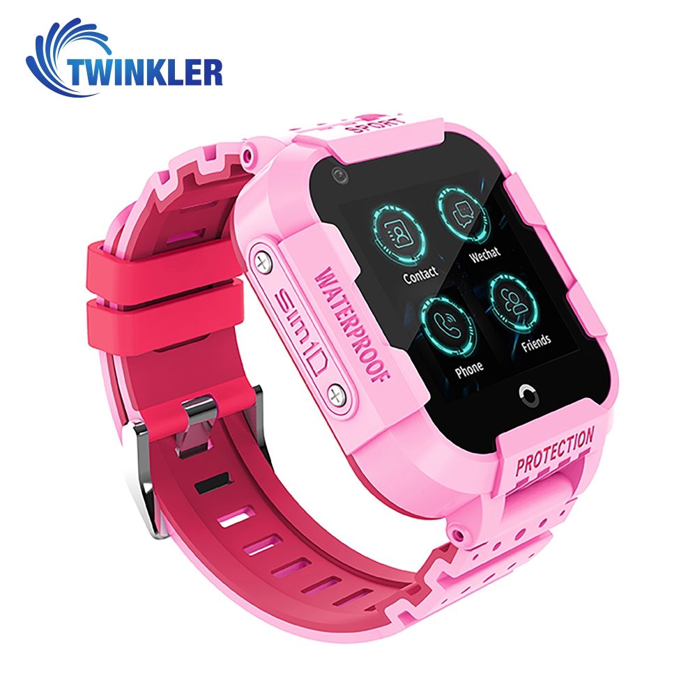 Ceas Smartwatch Pentru Copii Twinkler TKY-DF27 cu Functie Telefon, Apel video, Localizare GPS, Istoric traseu, Camera, SOS, Android, 4G, IP54, Joc Matematic, Roz, Cartela SIM Cadou