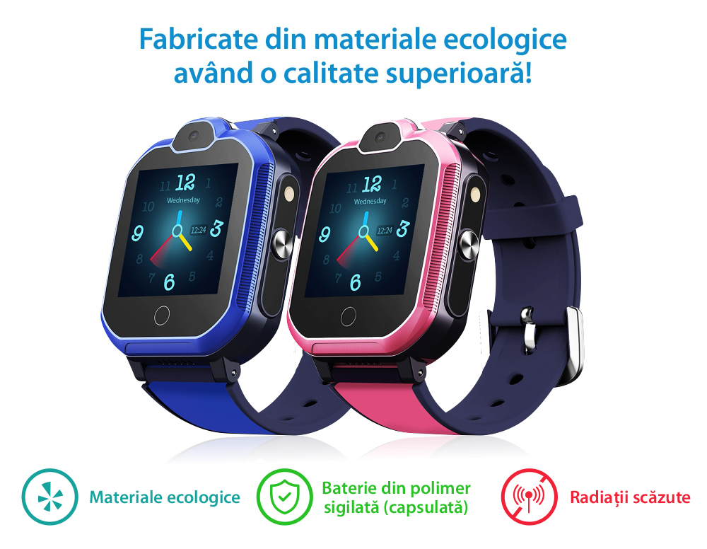 Ceas Smartwatch Pentru Copii YQT T6 cu Functie Telefon, Apel video, Localizare GPS, Istoric traseu, Apel de Monitorizare, Camera, Lanterna, Android, 4G, Albastru, Cartela SIM Cadou