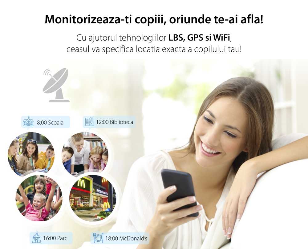 Ceas Smartwatch Pentru Copii Twinkler TKY-DF27 cu Functie Telefon, Apel video, Localizare GPS, Istoric traseu, Camera, SOS, Android, 4G, IP54, Joc Matematic, Albastru, Cartela SIM Cadou