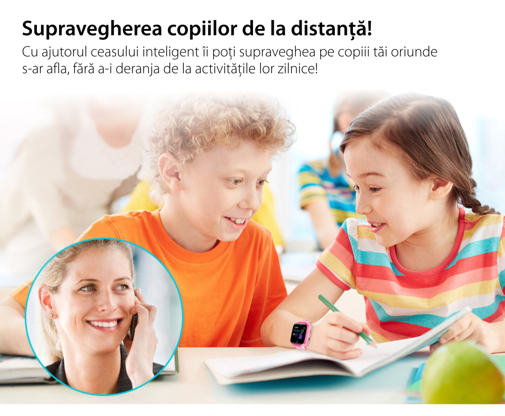Ceas Smartwatch Pentru Copii Twinkler TKY-Q15 cu Functie Telefon, Localizare GPS, Istoric traseu, Apel de Monitorizare, Camera, SOS, Joc Matematic, Albastru, Cartela SIM Cadou