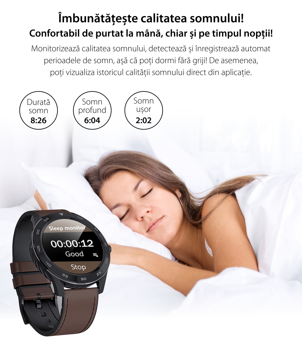 Ceas Smartwatch Twinkler TKY-SW10 cu functie de monitorizare ritm cardiac, Tensiune arteriala, EKG, Istoric apeluri, Agenda, Apelare prin Bluetooth, Argintiu – Maro