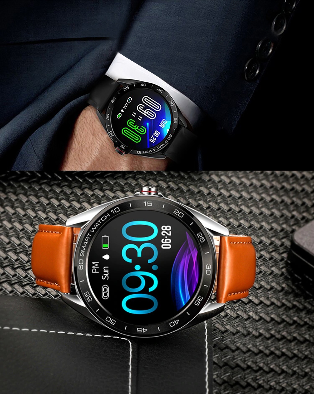 Ceas Smartwatch Twinkler TKY-K7 cu functie de monitorizare ritm cardiac, Tensiune arteriala, Distanta parcursa, Notificari Apel/ SMS, Bluetooth, Maro