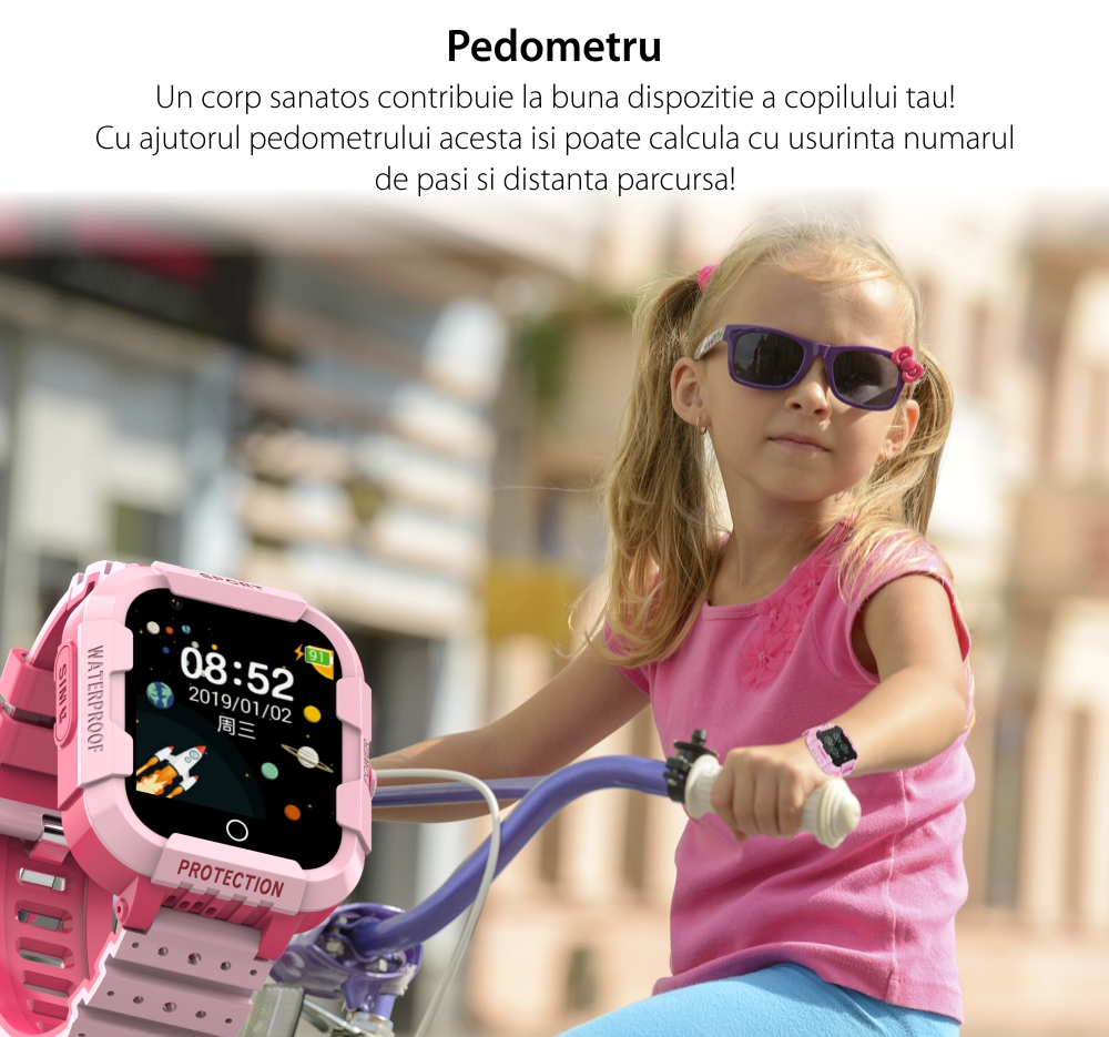 Ceas Smartwatch Pentru Copii Twinkler TKY-DF27 cu Functie Telefon, Apel video, Localizare GPS, Istoric traseu, Camera, SOS, Android, 4G, IP54, Joc Matematic, Albastru, Cartela SIM Cadou