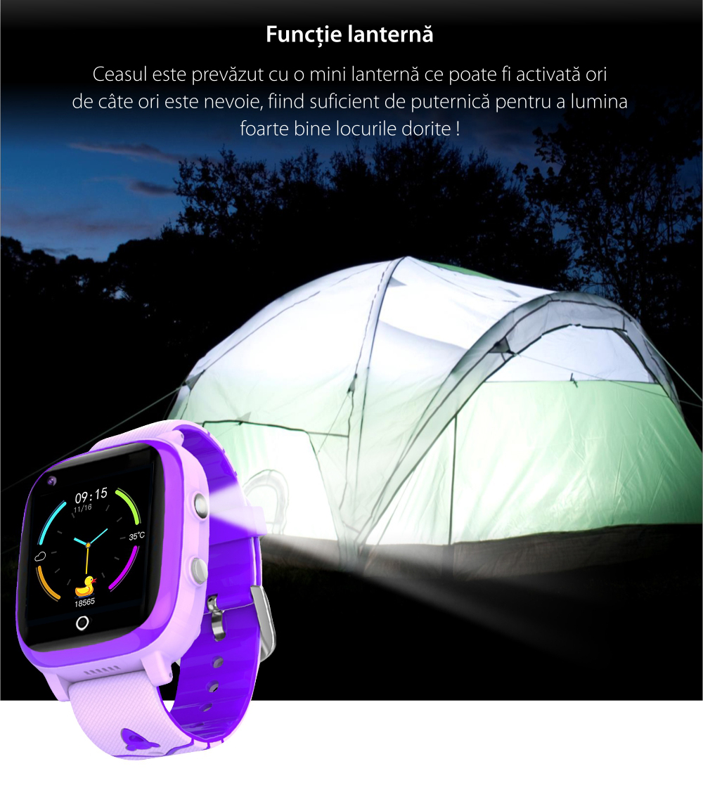 Ceas Smartwatch Pentru Copii YQT T5 cu Functie Telefon, Apel video, Localizare GPS, Istoric traseu, Apel de Monitorizare, Camera, Lanterna, Android, 4G, Albastru, Cartela SIM Cadou