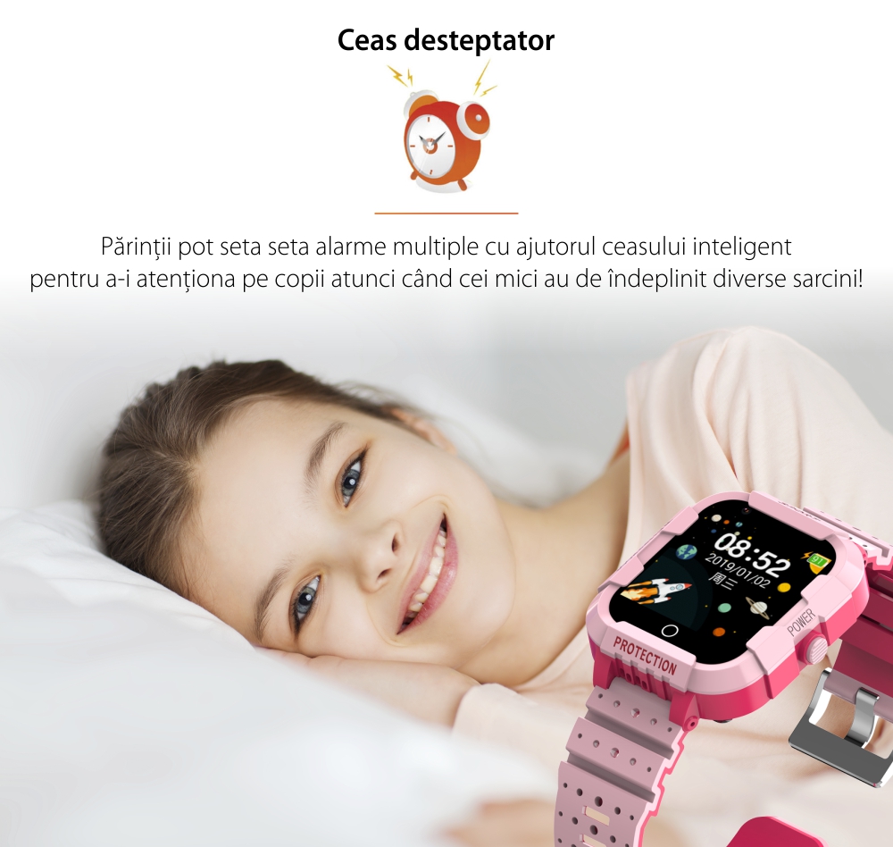 Ceas Smartwatch Pentru Copii Twinkler TKY-DF27 cu Functie Telefon, Apel video, Localizare GPS, Istoric traseu, Camera, SOS, Android, 4G, IP54, Joc Matematic, Albastru, Cartela SIM Cadou