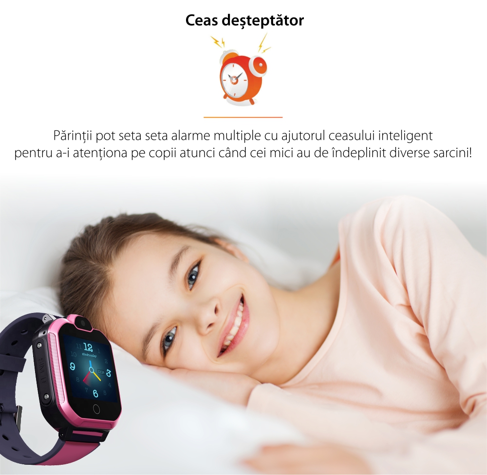 Ceas Smartwatch Pentru Copii YQT T6 cu Functie Telefon, Apel video, Localizare GPS, Istoric traseu, Apel de Monitorizare, Camera, Lanterna, Android, 4G, Albastru, Cartela SIM Cadou