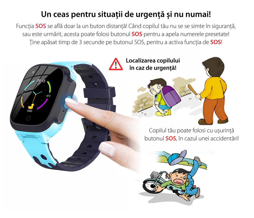 Ceas Smartwatch Pentru Copii YQT T8 cu Functie Telefon, Apel video, Localizare GPS, Istoric traseu, Pedometru, Apel de Monitorizare, Camera, Android, 4G, Roz, Cartela SIM Cadou