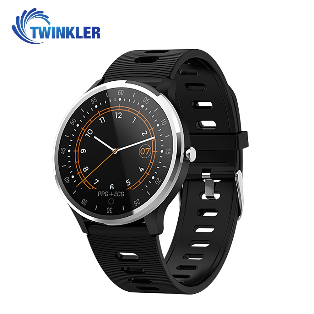 Ceas Smartwatch Twinkler TKY-A9 cu functie de monitorizare ritm cardiac, Tensiune arteriala, Nivel oxigen, Calitate somn, EKG, PPG, Notificari apeluri/ mesaje, Negru imagine