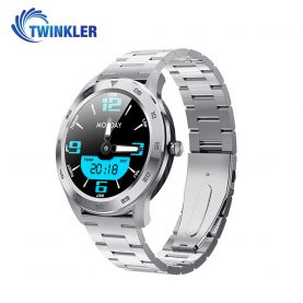 Ceas Smartwatch Twinkler TKY-SW10 cu functie de monitorizare ritm cardiac, Tensiune arteriala, EKG, Istoric apeluri, Agenda, Apelare prin Bluetooth, Metal, Argintiu
