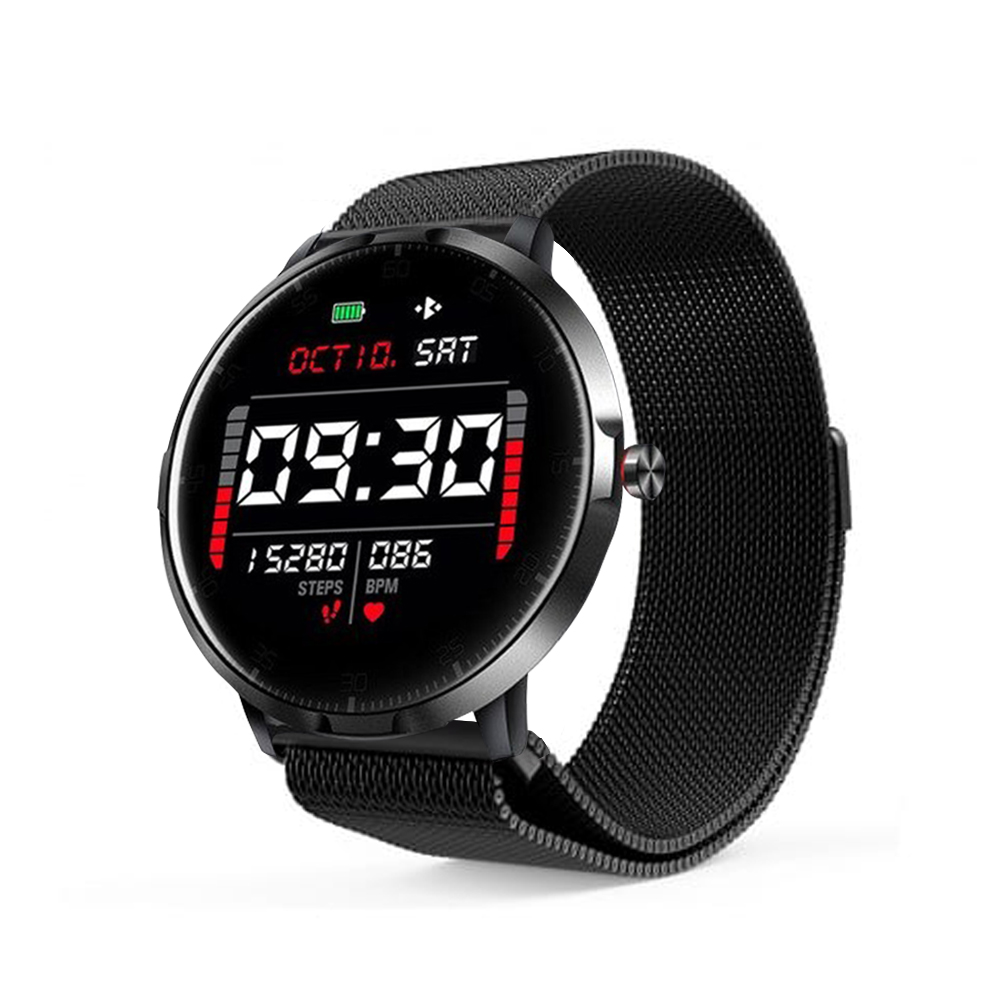 Ceas smartwatch, Twinkler TKY-K16, Negru, Bratara metalica, Monitorizare ritm cardiac, Pedometru, Notificari, 8 moduri sportive imagine