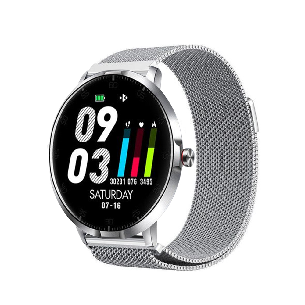 Ceas smartwatch, Twinkler TKY-K16, Gri, Bratara metalica, Monitorizare ritm cardiac, Pedometru, Notificari, 8 moduri sportive imagine