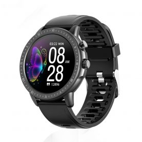 Ceas smartwatch, Twinkler TKY-S02, Negru, Functie masurarea ritmului cardiac, Rezistenta la apa IP54, 23 moduri sportive