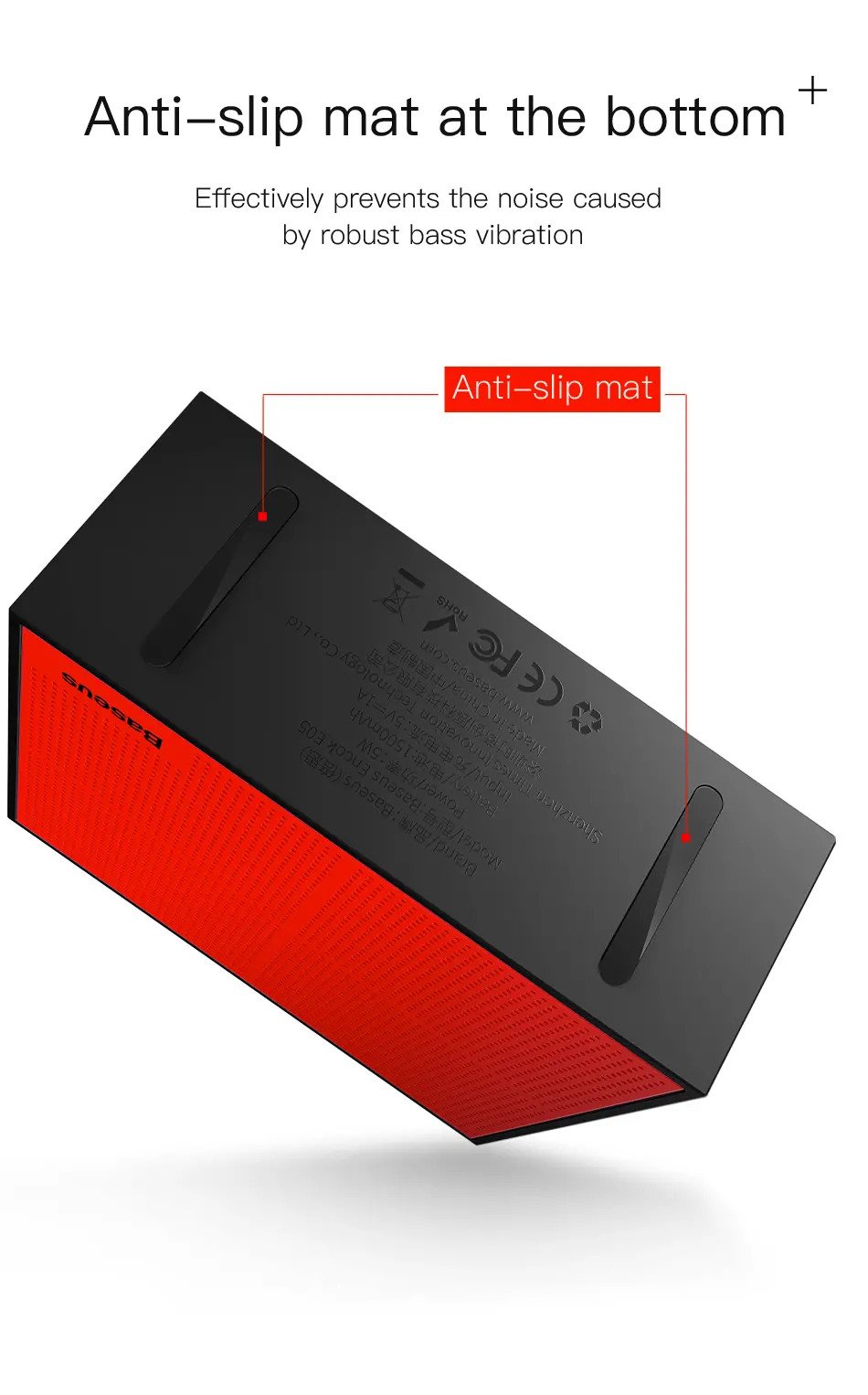 Boxa portabila Baseus NGE05-03, Rosu si albastru, 5W, Bluetooth 4.2, Baterie 1500 mAh, Mufa AUX, Incarcare USB