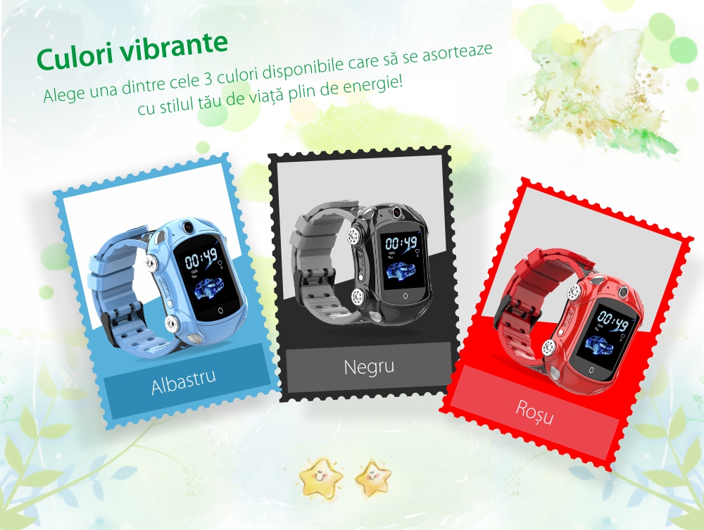 Ceas Smartwatch Pentru Copii, Wonlex KT14, Supercar, Negru, SIM card, 4G, Rezistent la stropi accidentali IP54, Apel video
