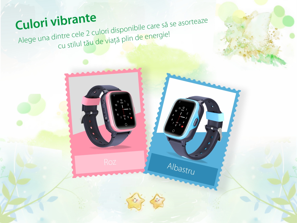 Ceas Smartwatch Pentru Copii  Wonlex KT15, cu Functie Telefon, Apel video, Localizare GPS, Camera, Pedometru, SOS, IP54, 4G – Roz, Cartela SIM Cadou