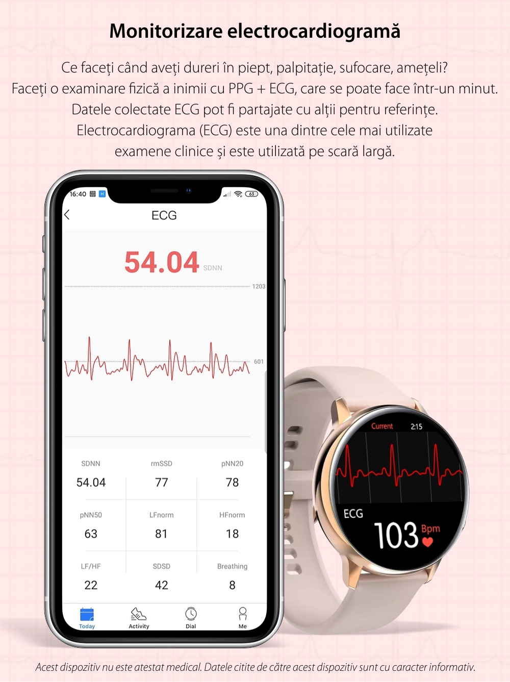 Ceas Smartwatch, Twinkler TKY-SG2, Roz, Ecran AMOLED, 10 Moduri sport, Monitorizare ritm cardiac & tensiune arteriala
