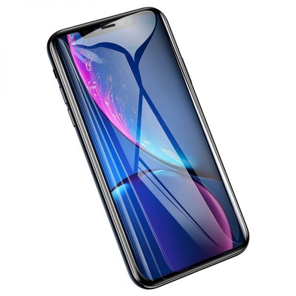 Folie de sticla pentru protectie ecran, Apple iPhone XR, Rama neagra, 0.2 mm