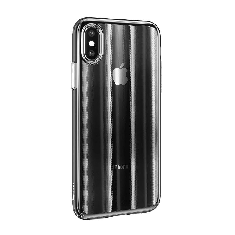 Husa Apple iPhone X / XS, Baseus Aurora, Negru Transparent