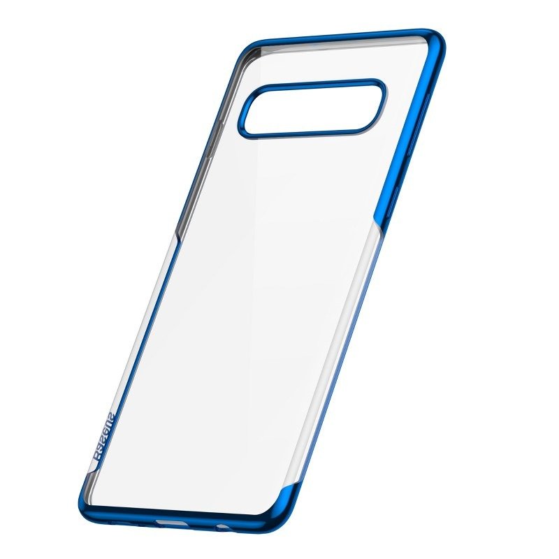 Husa Samsung Galaxy S10, Baseus Shining Case, Transparent / Albastru, 6.1 inch imagine