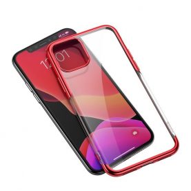 Husa Apple iPhone 11 Pro Max, Baseus Shining Case, 6.5 inch, Transparent / Rosu