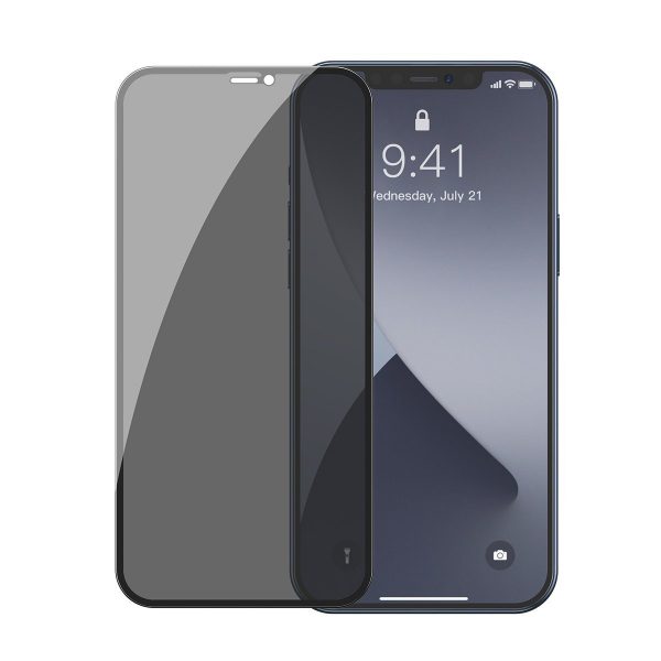 Set 2 folii de sticla pentru iPhone 12 Mini, Privacy Glass, Fumuriu, Grosime 0.3 mm